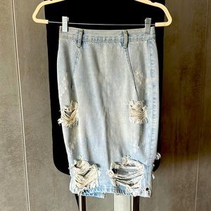 One by One Teaspoon Jean Distressed Pencil Skirt Size 22 on label